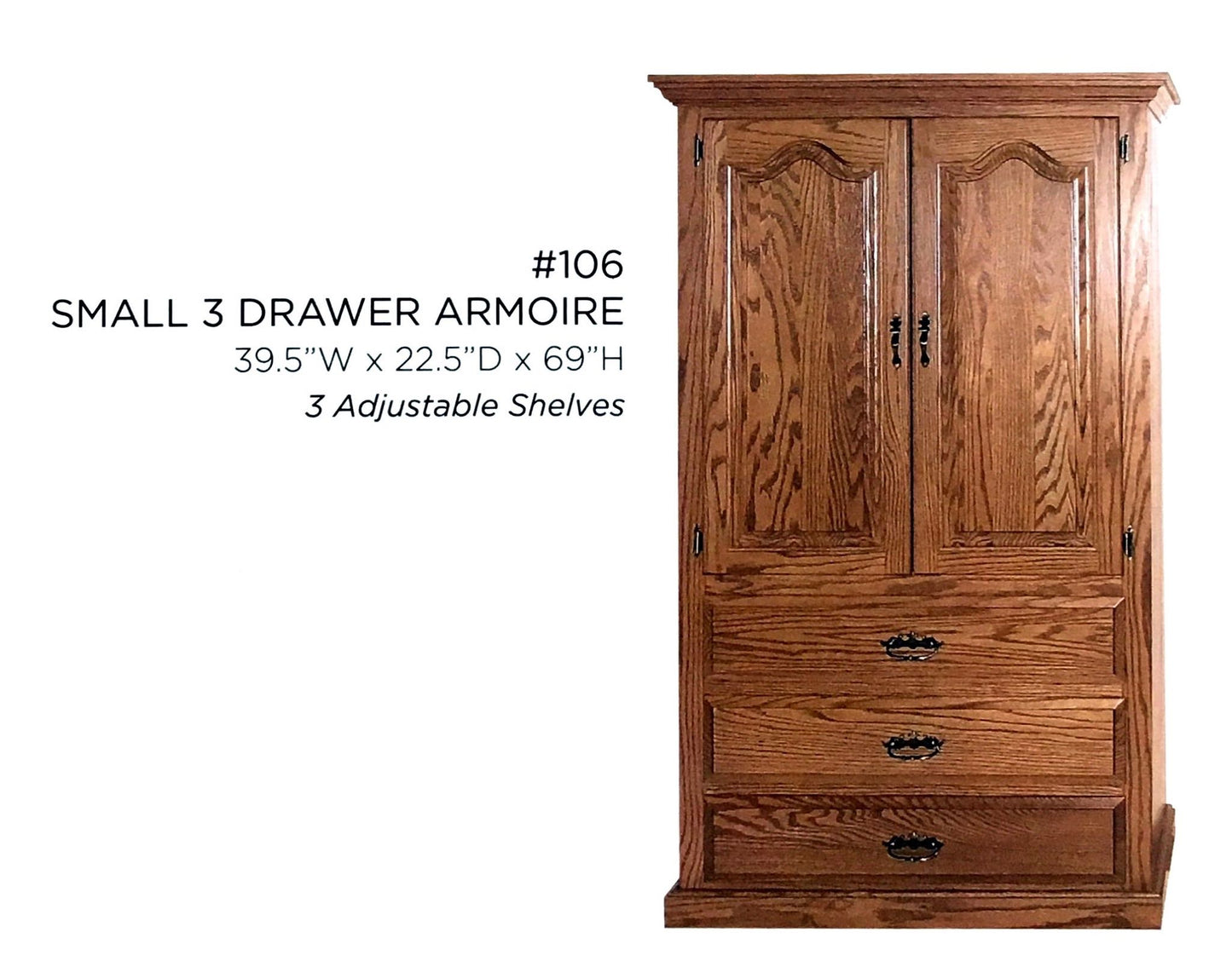 Traditional Small 3 Drawer Armoire