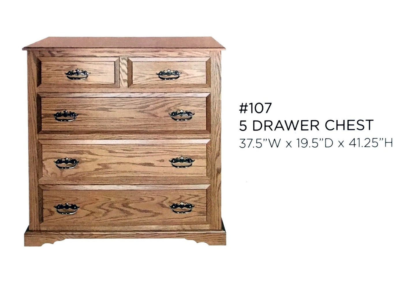 Traditional 5-Drawer Bureau / Chest of Drawers