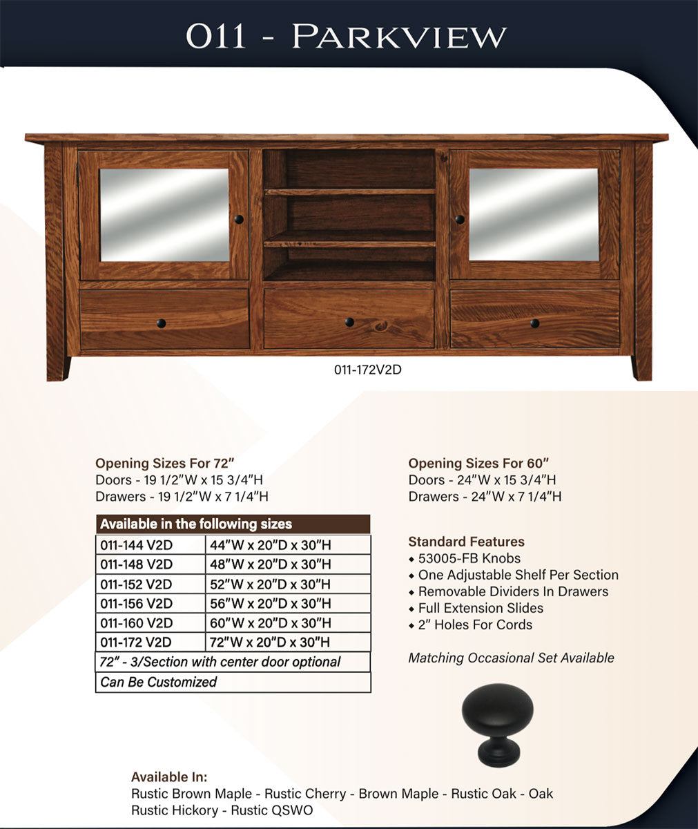 Parkview 3 Drawer TV Stand –72"W