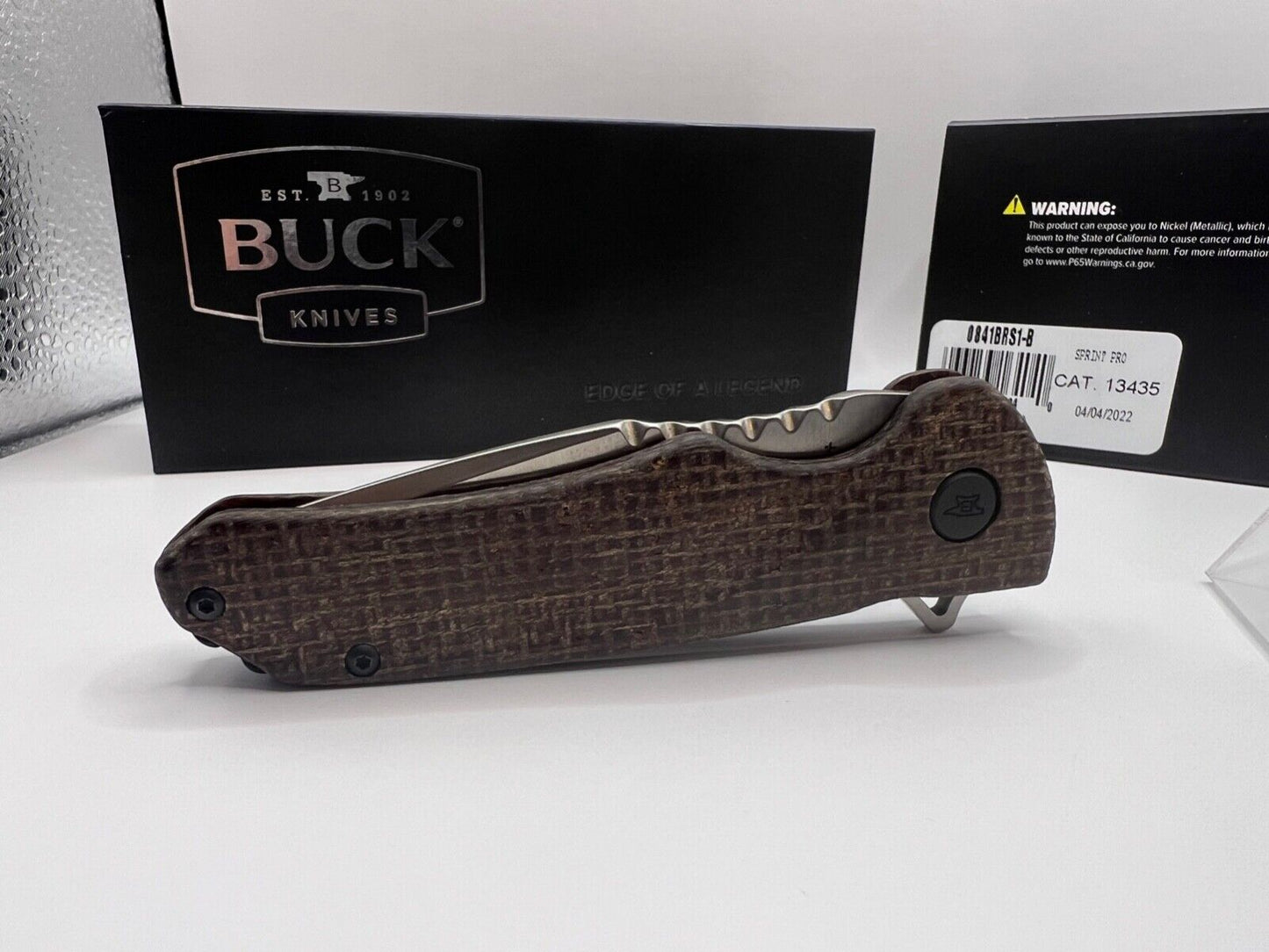 Buck USA 841 Sprint Pro Burlap Micarta Folding Knife with Pocket Clip - New!