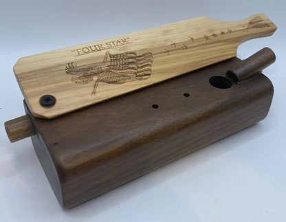 Genuinely Amish Crafted "Four Star" Combo Turkey Box Call - Crow, Owl, Hawk!