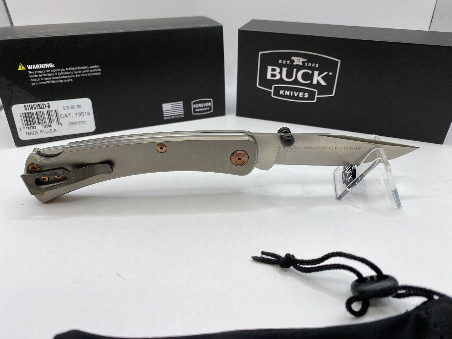 Buck USA 110 Slim Pro TRX Titanium Knife - 2023 Legacy Collection, Titanium S45V