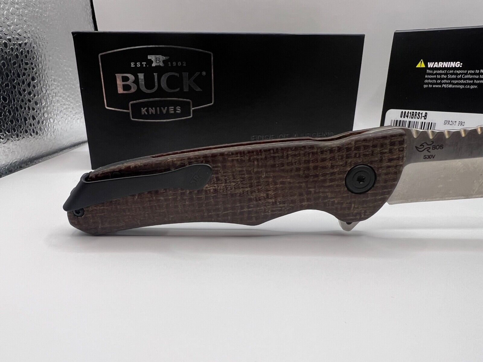 Buck USA 841 Sprint Pro Burlap Micarta Folding Knife with Pocket Clip - New!