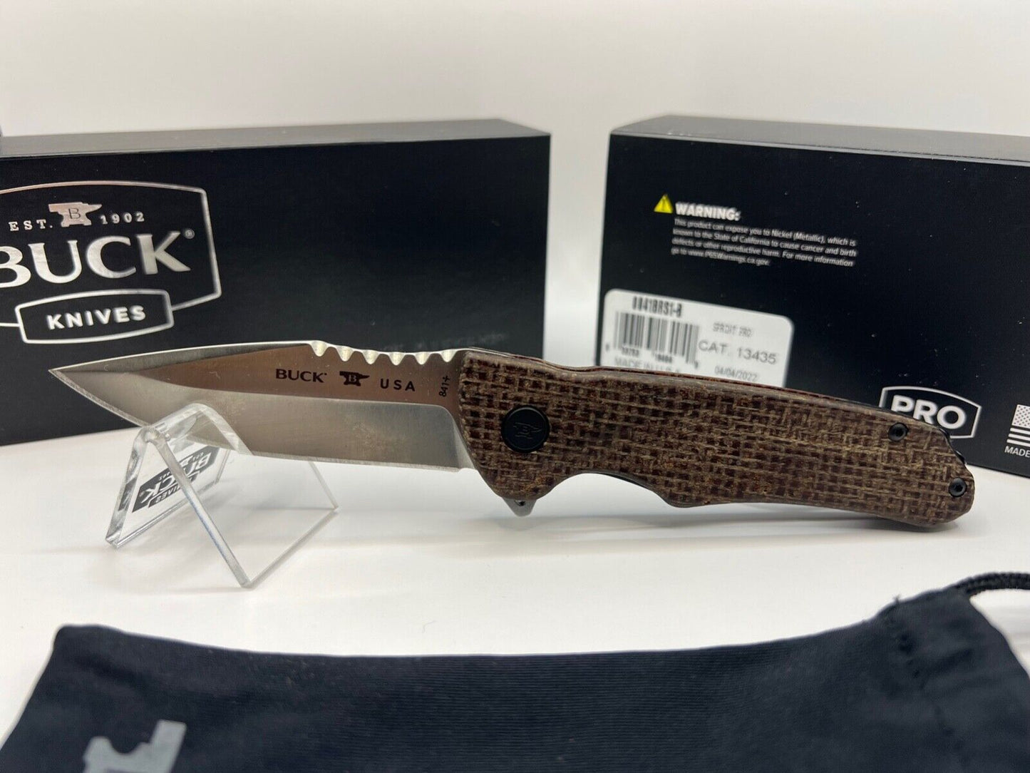 Buck USA 841 Sprint Pro Burlap Micarta Folding Knife with Pocket Clip - New!