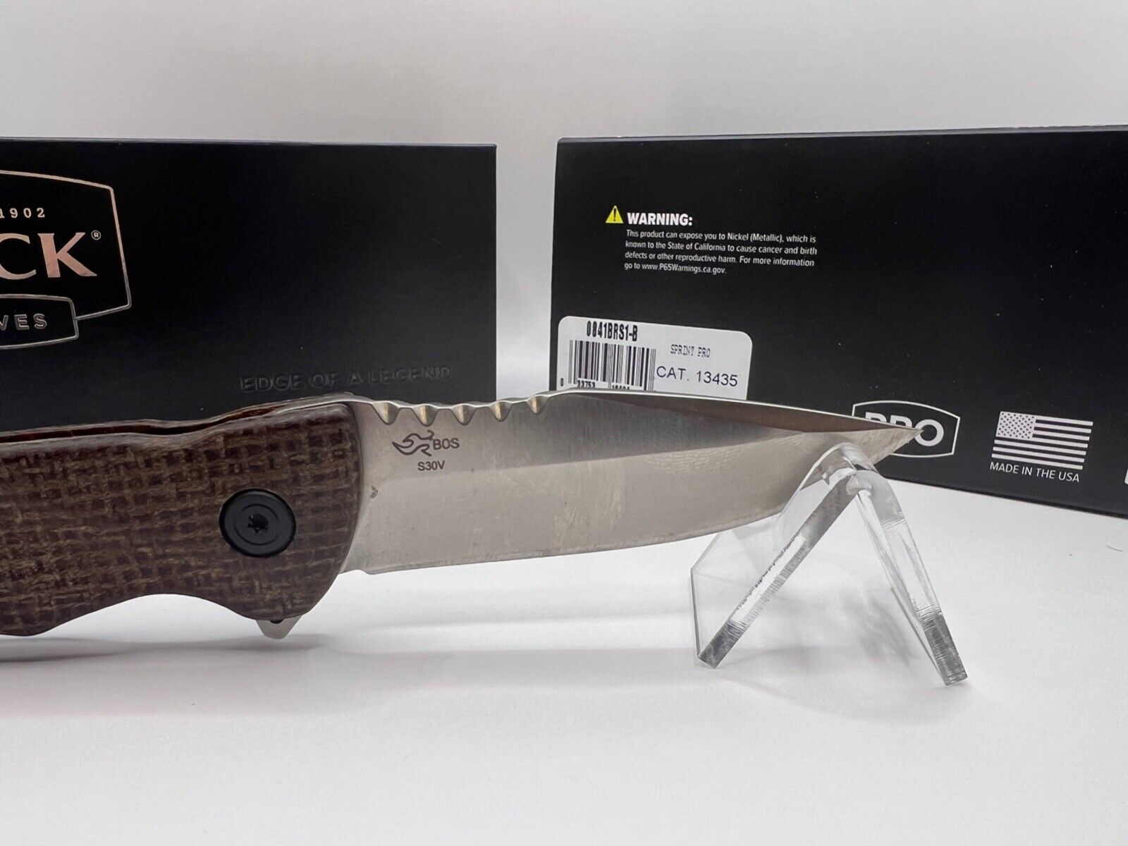 Buck USA 841 Sprint Pro Burlap Micarta Folding Knife with Pocket Clip - New!