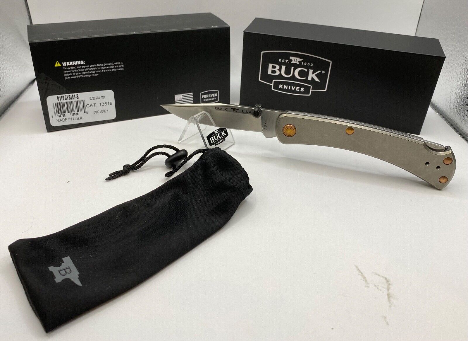 Buck USA 110 Slim Pro TRX Titanium Knife - 2023 Legacy Collection, Titanium S45V