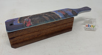 Wooden Amish Crafted Painted Lid Turkey Box Call - Turkey Scene - New, Unused!