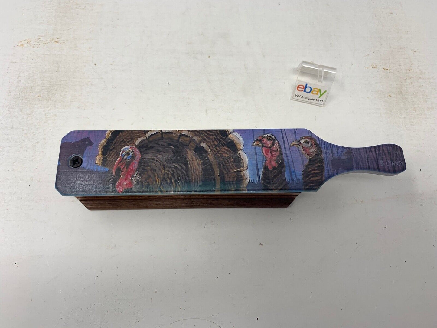 Wooden Amish Crafted Painted Lid Turkey Box Call - Turkey Scene - New, Unused!