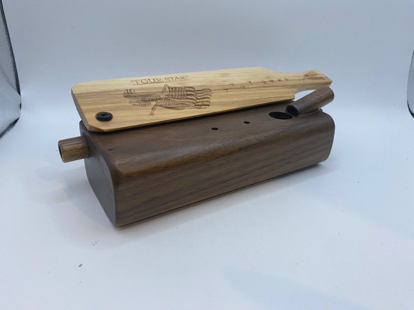 Genuinely Amish Crafted "Four Star" Combo Turkey Box Call - Crow, Owl, Hawk!