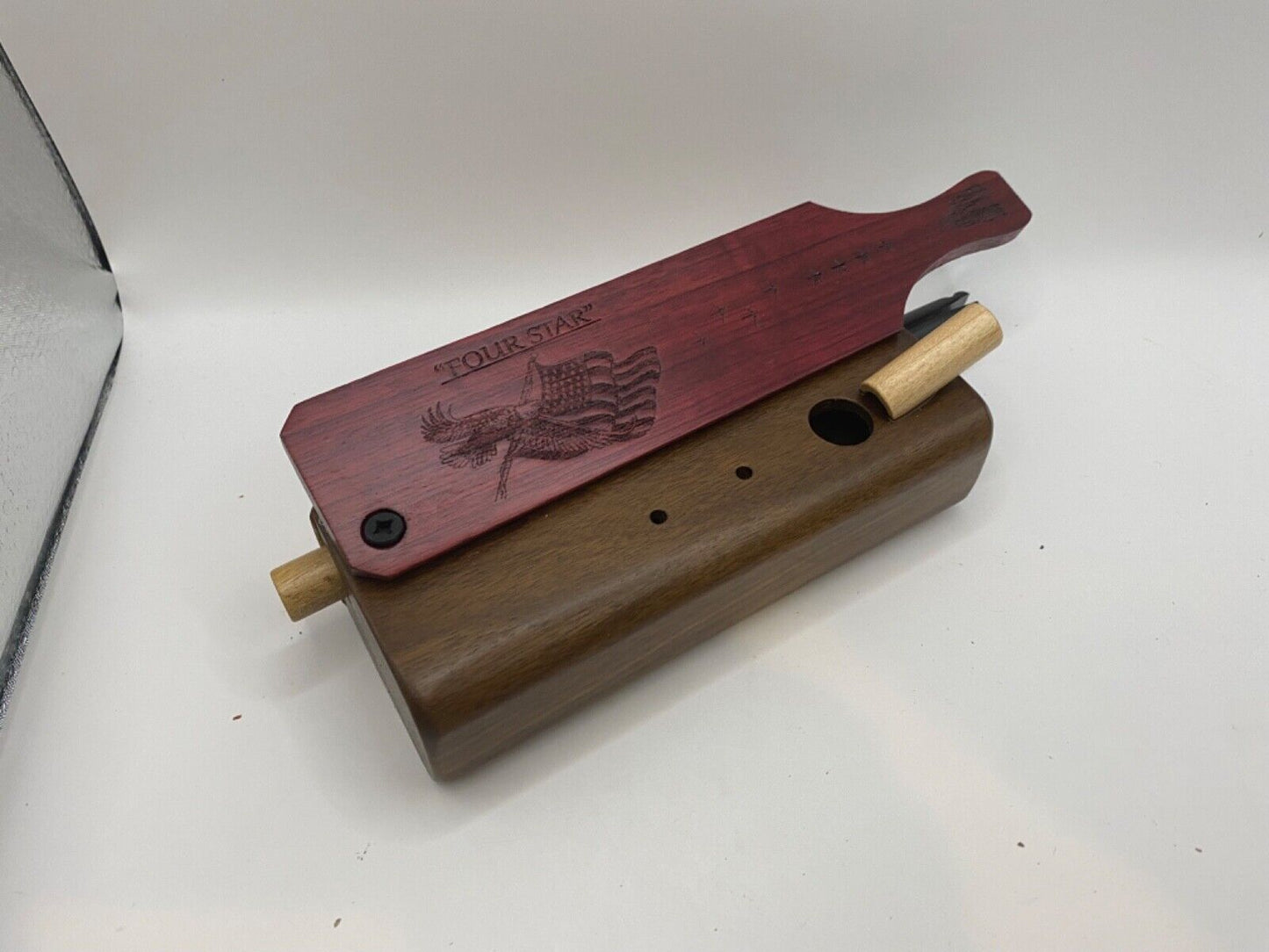 Genuinely Amish Crafted "Four Star" Combo Turkey Box Call - Crow, Owl, Hawk!