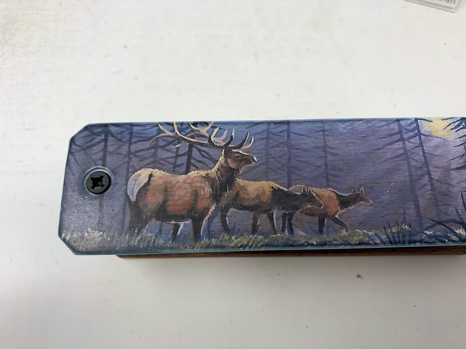 Wooden Amish Crafted Painted Lid Turkey Box Call - Elk Scene - New, Unused!