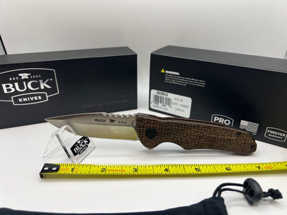 Buck USA 841 Sprint Pro Burlap Micarta Folding Knife with Pocket Clip - New!