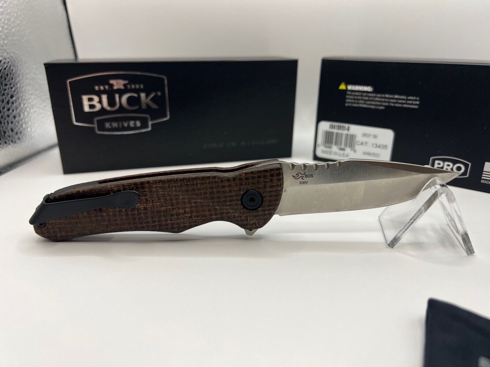 Buck USA 841 Sprint Pro Burlap Micarta Folding Knife with Pocket Clip - New!