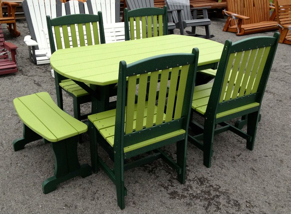 Poly Oval Picnic Table Set with Chairs