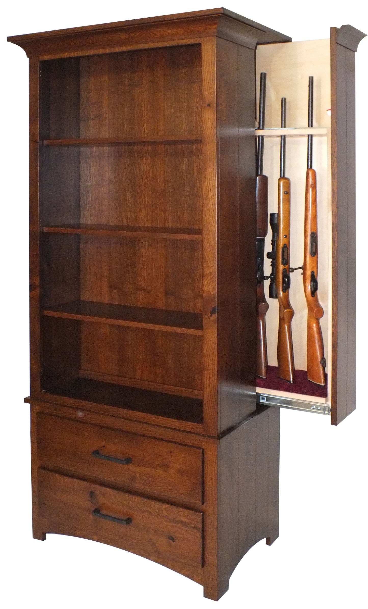 7 Gun Mission Bookcase with Hidden Gun Cabinet