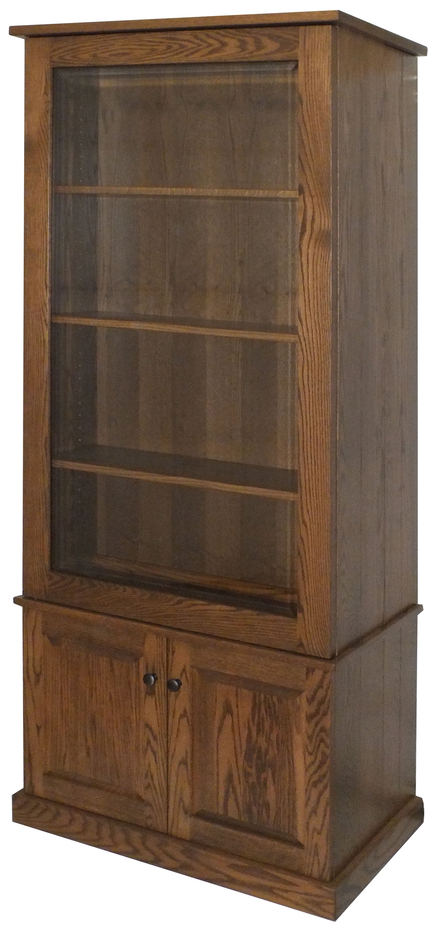 7 Gun Bookcase / Curio with Hidden Gun Cabinet and Slider Glass Door