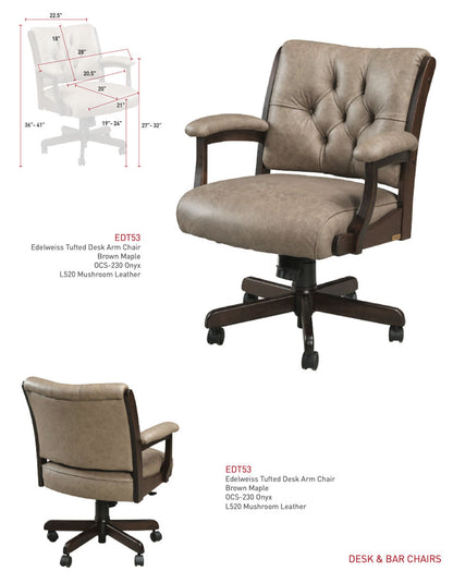 Edelweiss Tufted Desk Chair with Arms