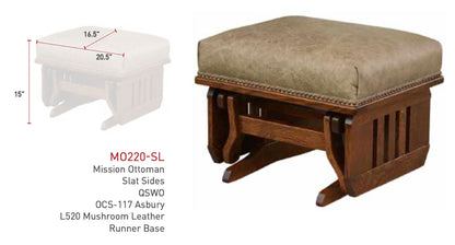 Mission Gliding Ottoman  Slatted Sides