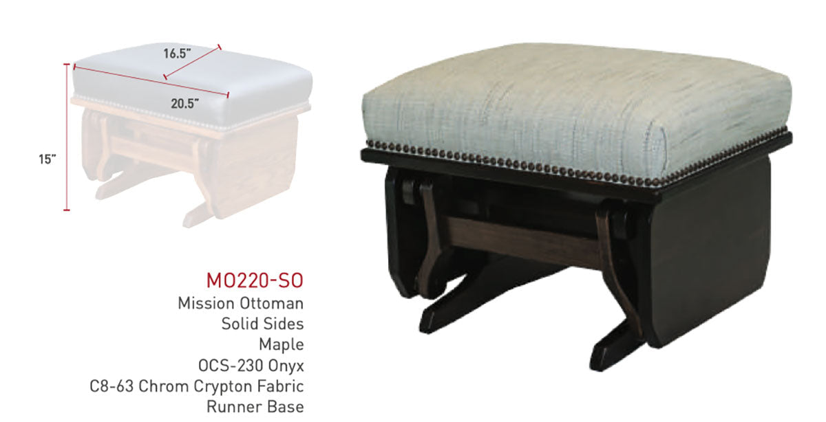 Mission Gliding Ottoman  Solid Sides