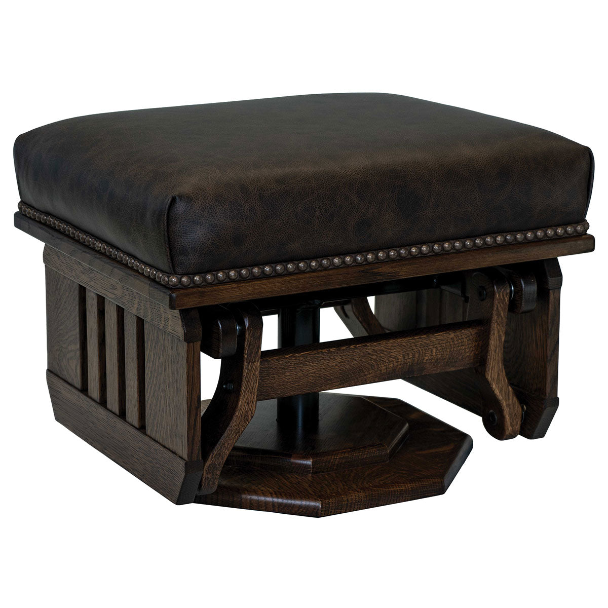 Mission Gliding Swivel Ottoman  Slatted Sides