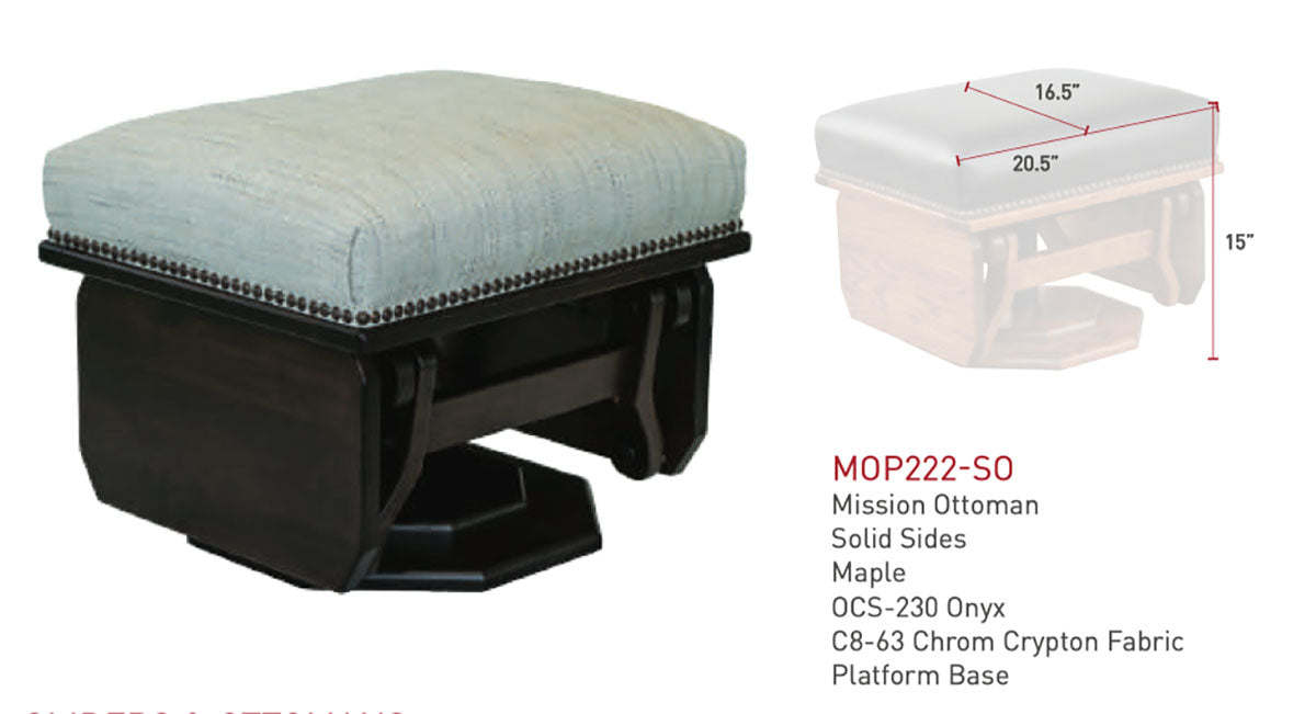 Mission Gliding Swivel Ottoman  Solid Sides