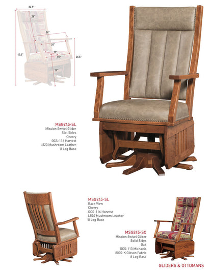 Mission Swivel Glider  8 Leg Base  Slotted Sides