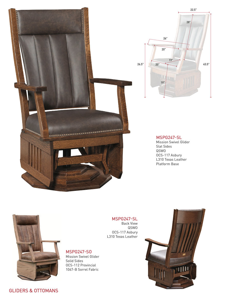 Mission Swivel Glider  Platform Base - Slatted Sides