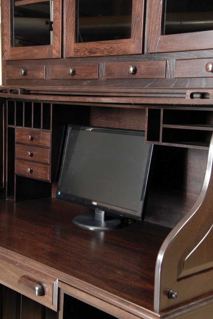 60″ Computer Deluxe Rolltop Desk With Hutch