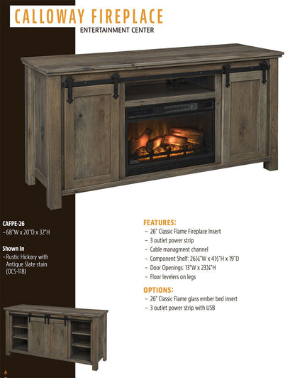 Calloway 68 Fireplace Entertainment Center