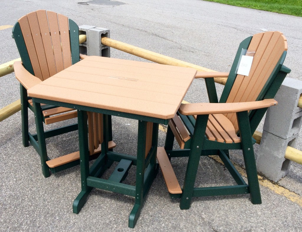 Poly 33″ Square Counter Height Table and Adirondack Stationary Chair Set