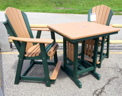 Poly 33″ Square Counter Height Table and Adirondack Stationary Chair Set