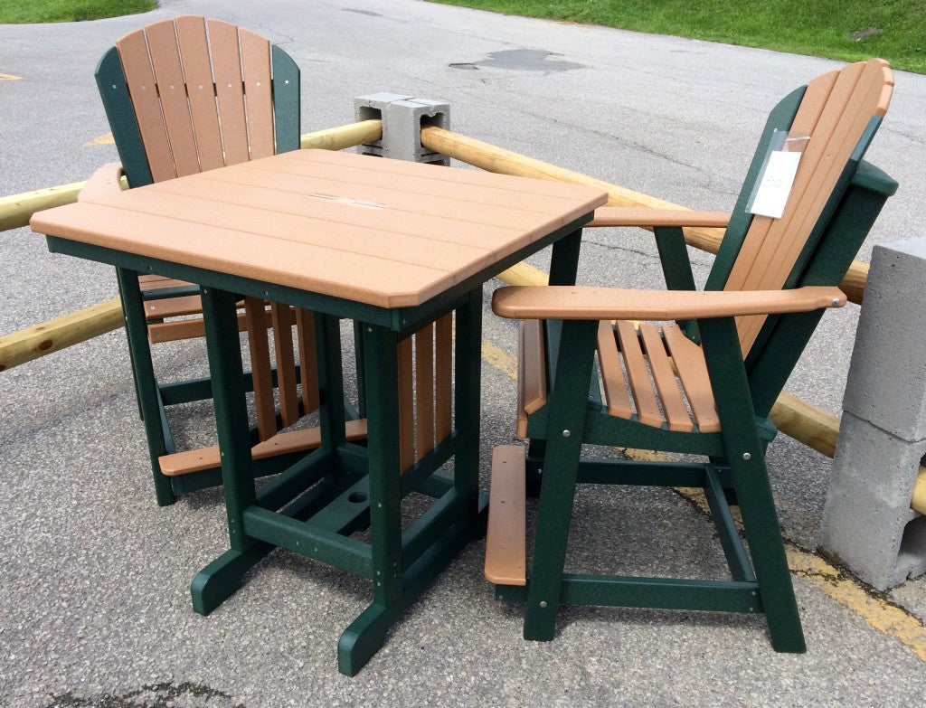 Poly 33″ Square Counter Height Table and Adirondack Stationary Chair Set