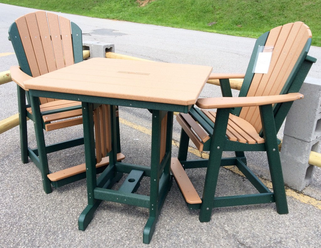 Poly 33″ Square Counter Height Table and Adirondack Stationary Chair Set