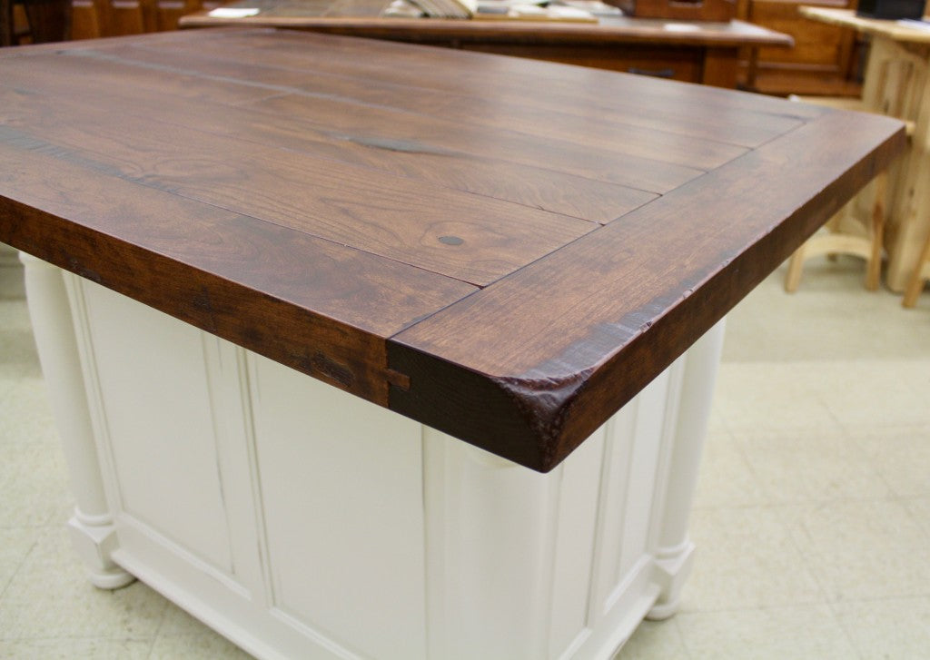 Turned Leg Island with Rough Sawn Top