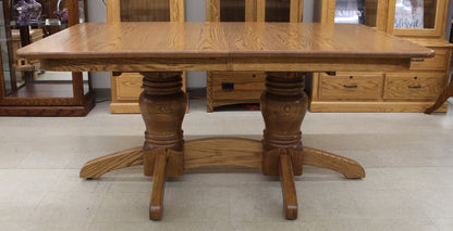 Round Mission Double Pedestal Table