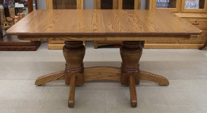 Round Mission Double Pedestal Table