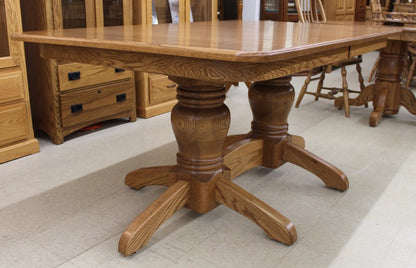 Round Mission Double Pedestal Table