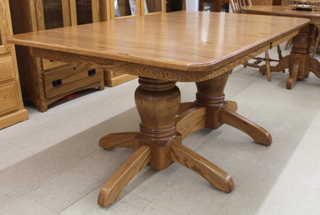 Round Mission Double Pedestal Table
