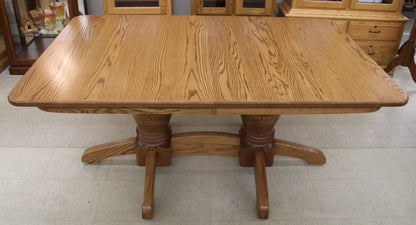 Round Mission Double Pedestal Table