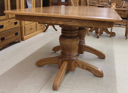 Round Mission Double Pedestal Table