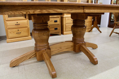 Round Mission Double Pedestal Table