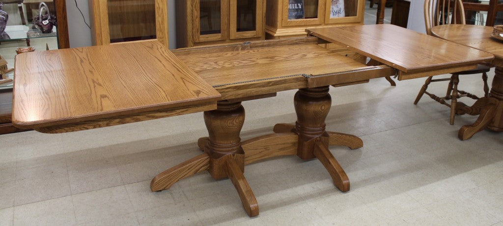 Round Mission Double Pedestal Table