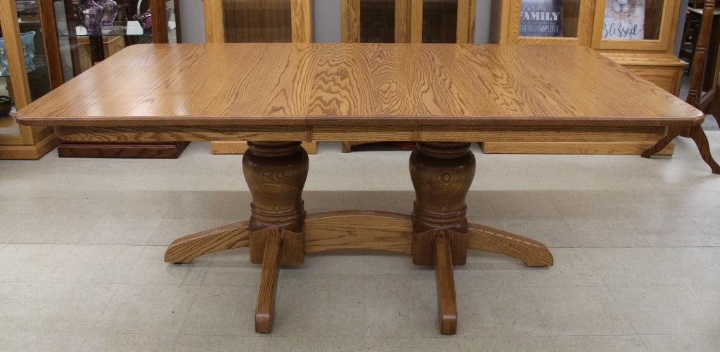 Round Mission Double Pedestal Table