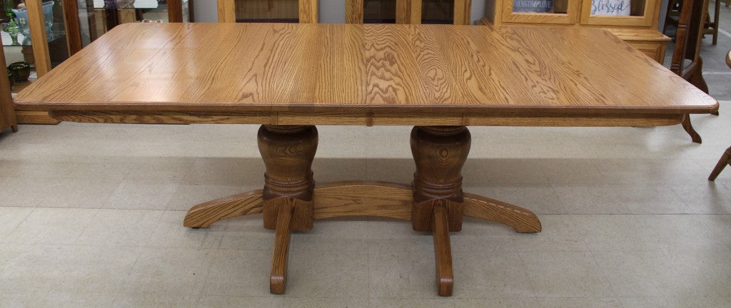 Round Mission Double Pedestal Table