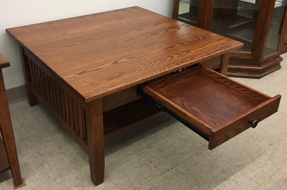 Prairie Mission Square Coffee Table With Drawer