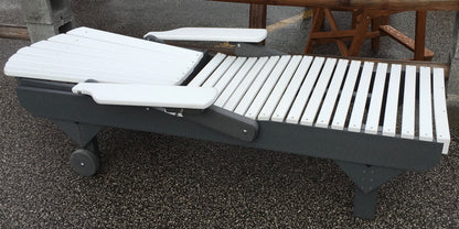 Poly Adirondack Chaise Lounge in White on Dark Gray