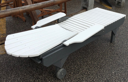 Poly Adirondack Chaise Lounge in White on Dark Gray