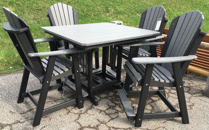 Poly 44″ Square Counter Height Table and Adirondack Chair Set