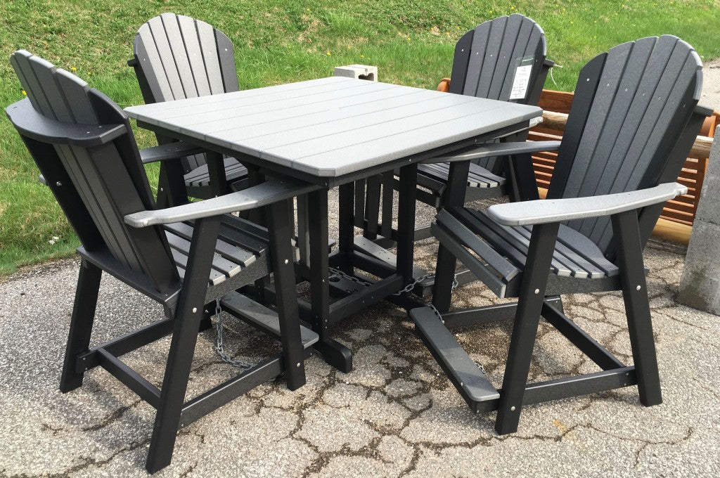 Poly 44″ Square Counter Height Table and Adirondack Chair Set