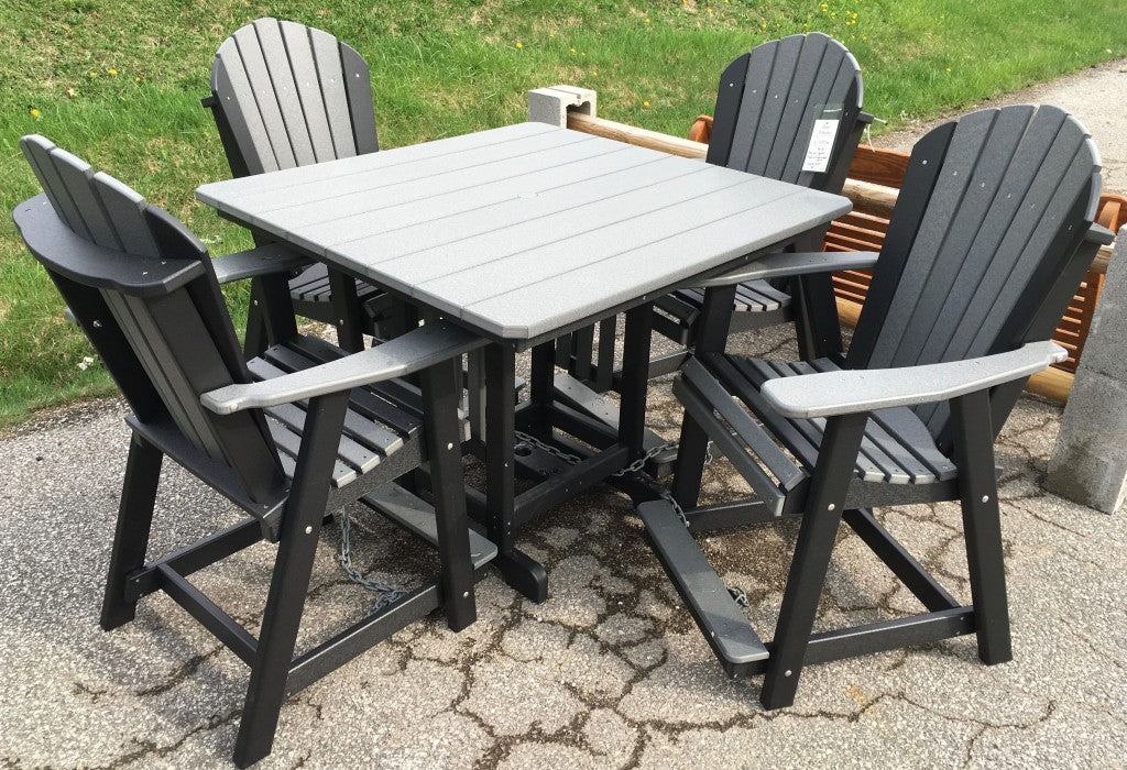 Poly 44″ Square Counter Height Table and Adirondack Chair Set